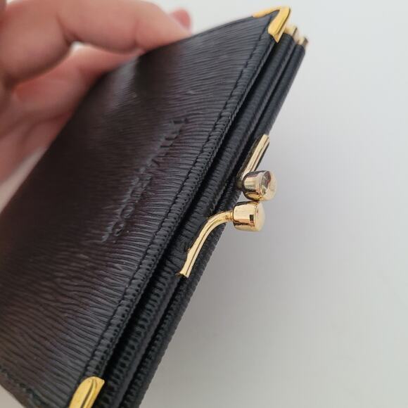 Nina Ricci Card Bill Holder Black Wallet Compact Kisslock Leather Vintage Italia - Picture 12 of 12